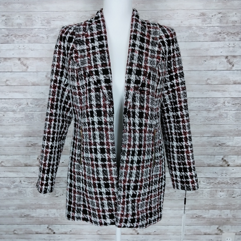 Calvin Klein Tweed Suit Jacket Open Front - Picture 1 of 8